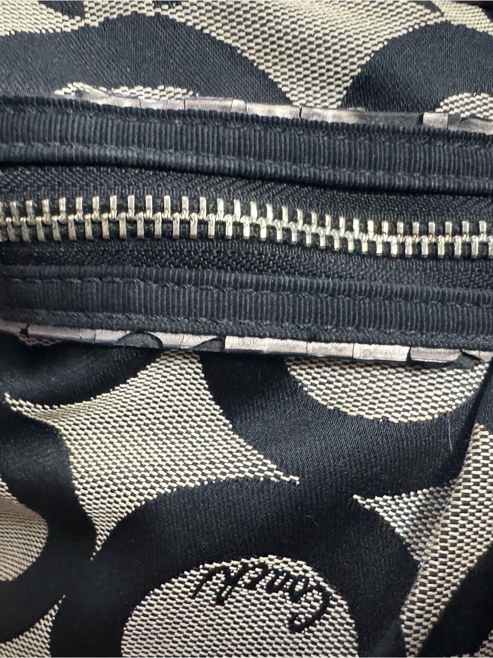 Coach Poppy Op Art Glam Tote 15331 Black White Silver Metallic Y2K - Picture 13 of 16